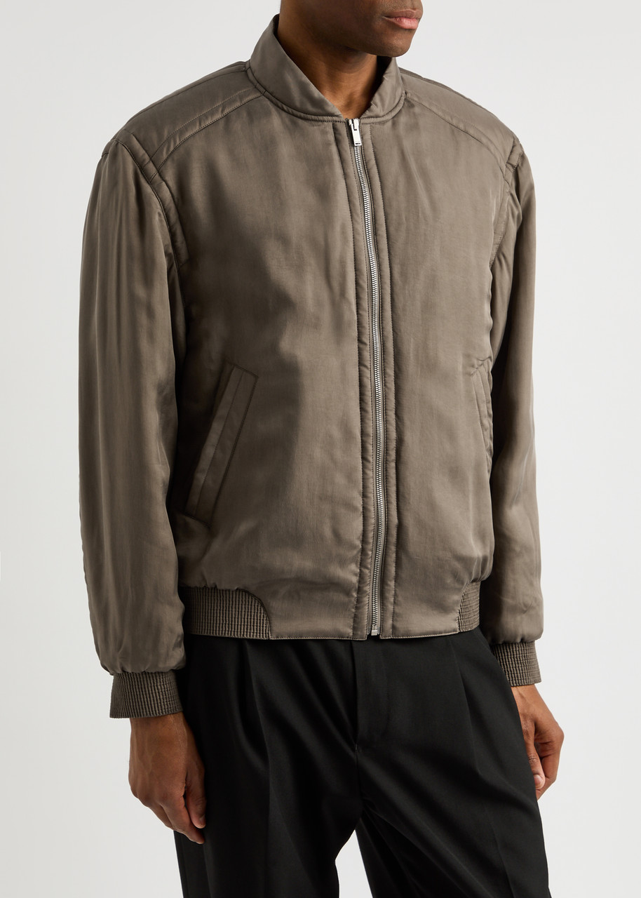 Saint Laurent Zipped Bomber Jacket In Khaki