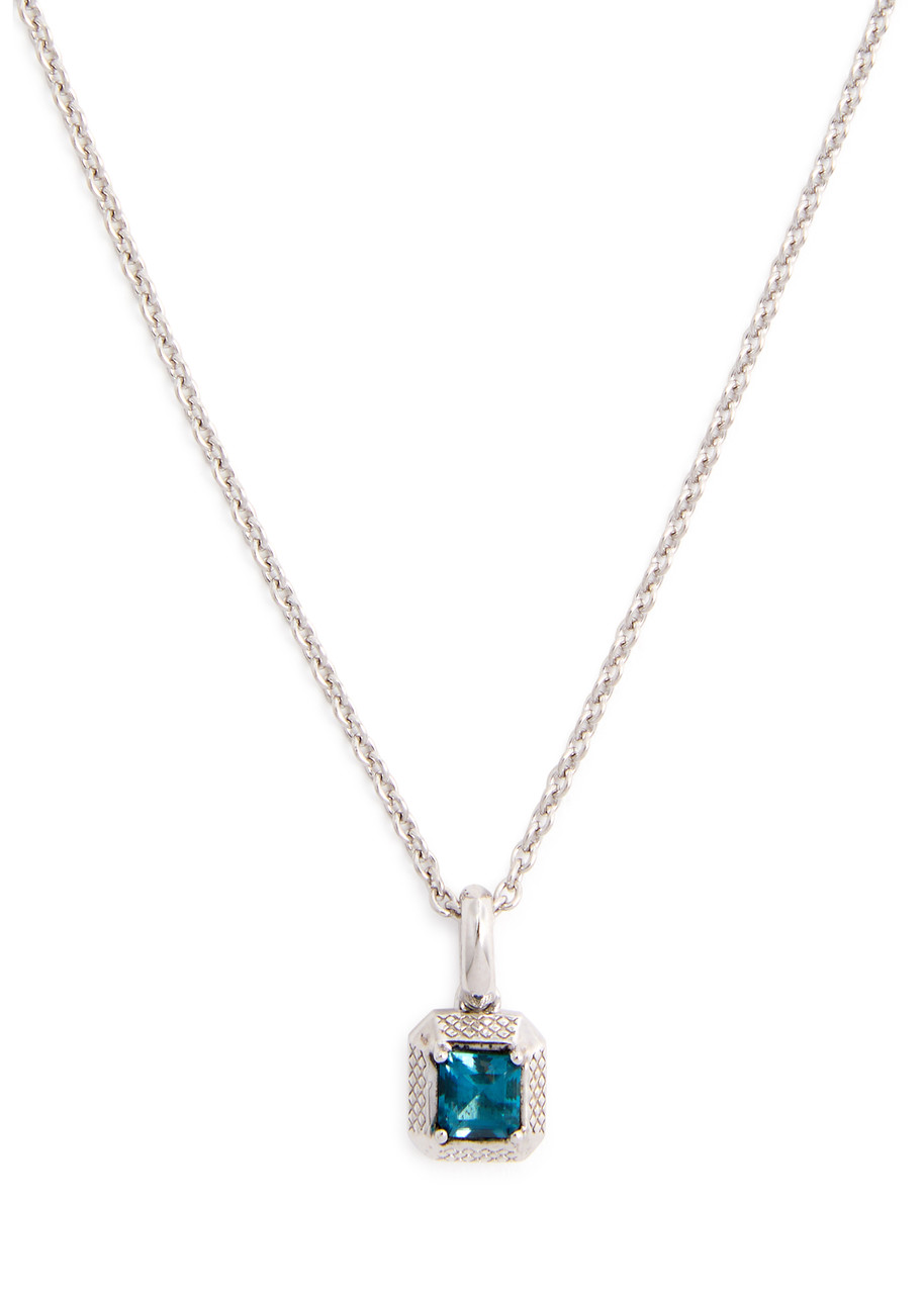 Tateossian Evil Eye Embellished Rhodium-plated Necklace In Metallic