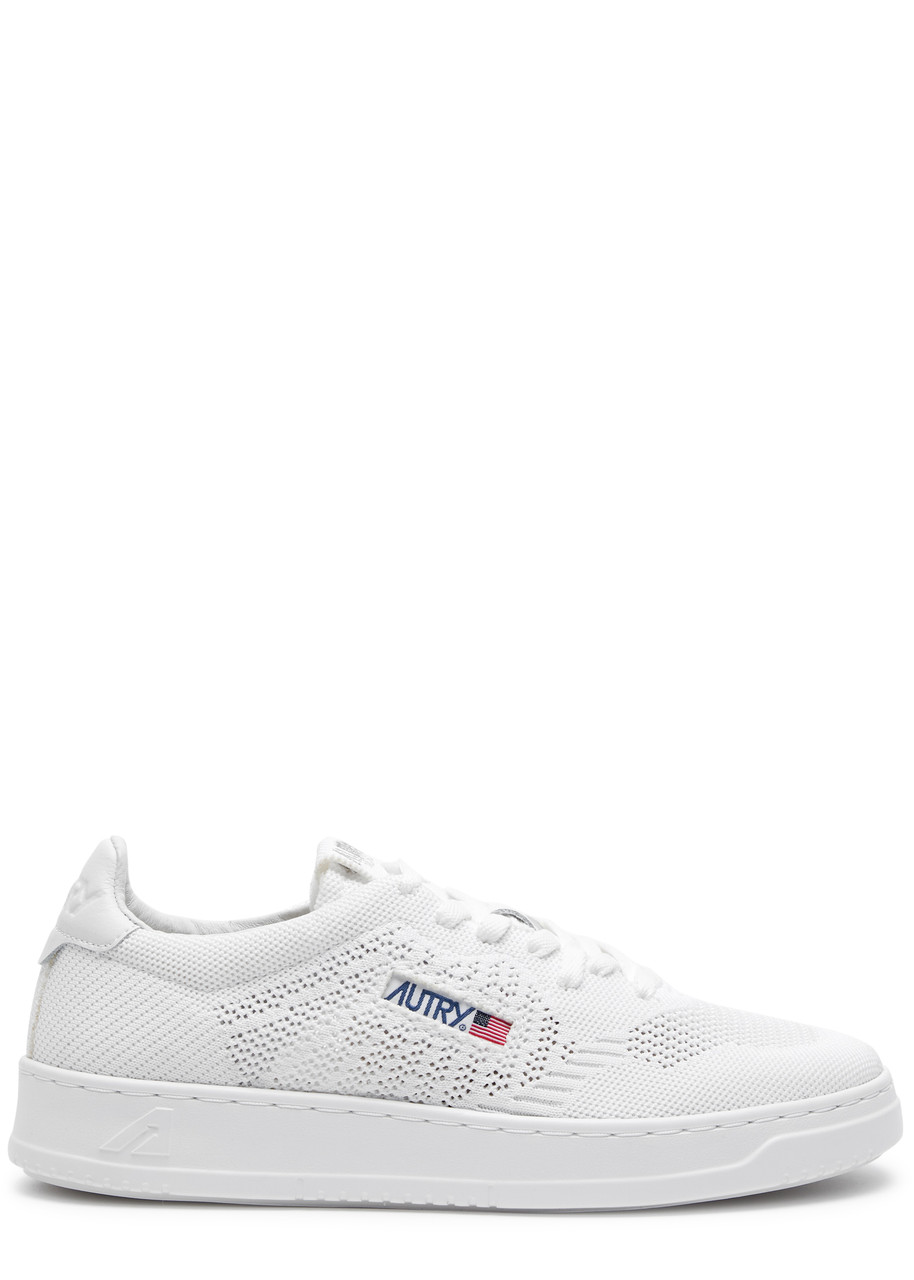 Shop Autry Easeknit Medalist Knitted Sneakers In White
