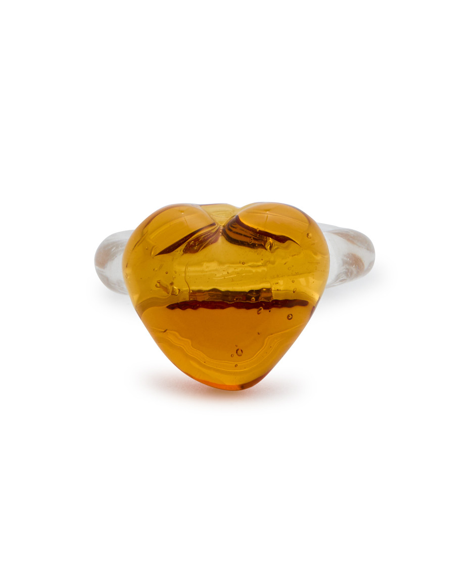 Sandralexandra Xl Love Glass Ring In Amber