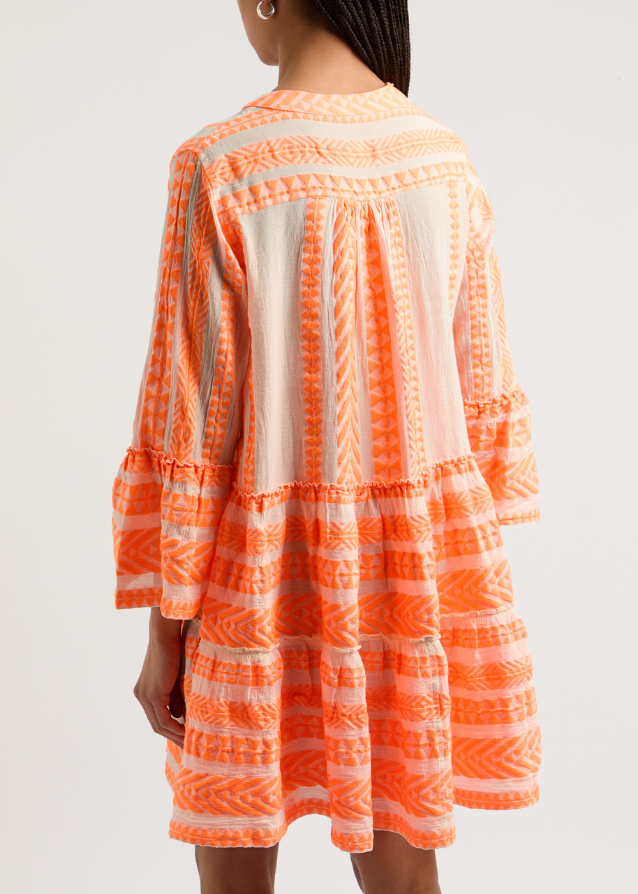  Devotion Ella Embroidered Cotton-blend Mini Dress - Orange - L (uk14 / L) 