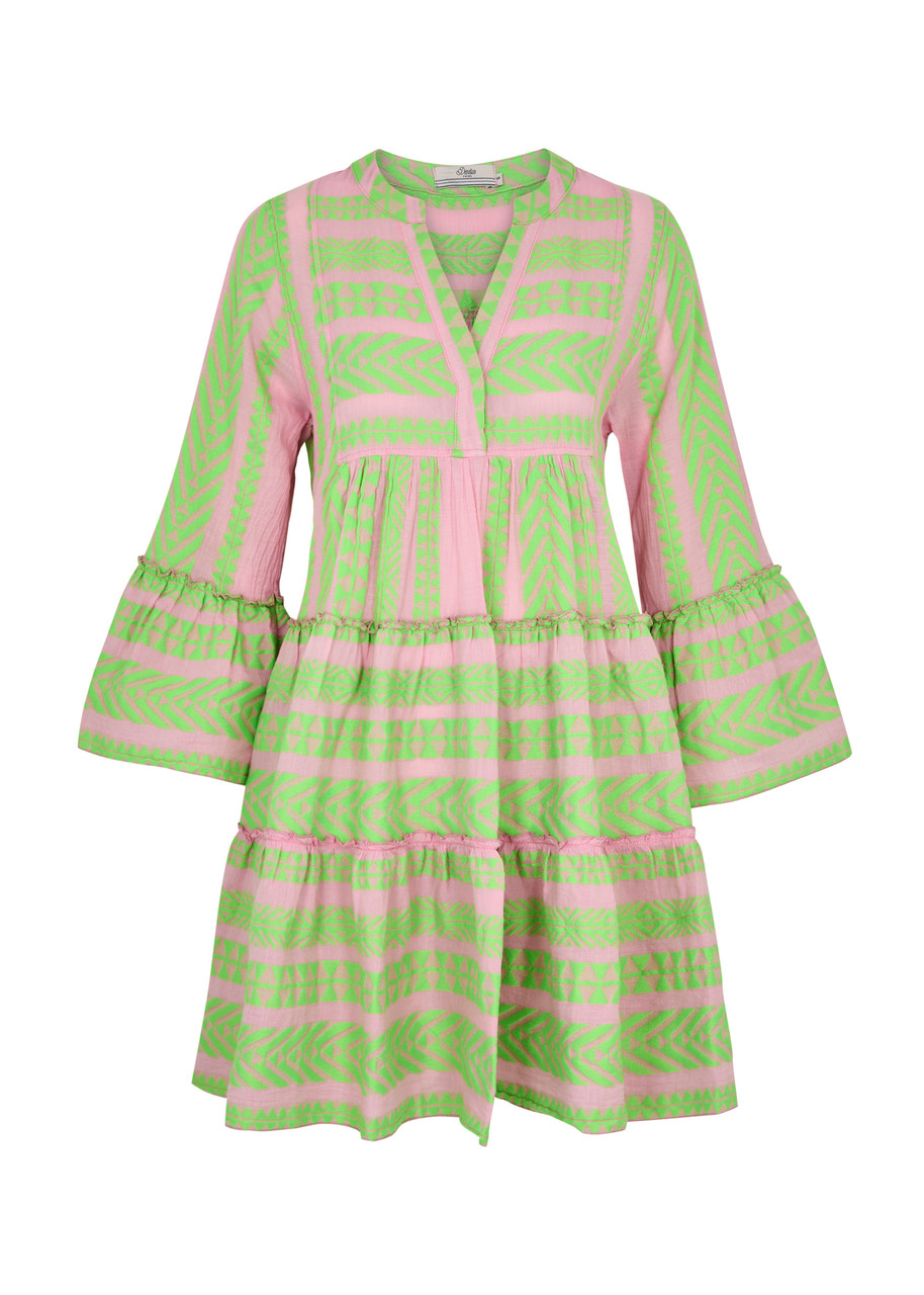 Devotion Ella Embroidered Cotton-blend Mini Dress - Green - S (UK8-10 / S)