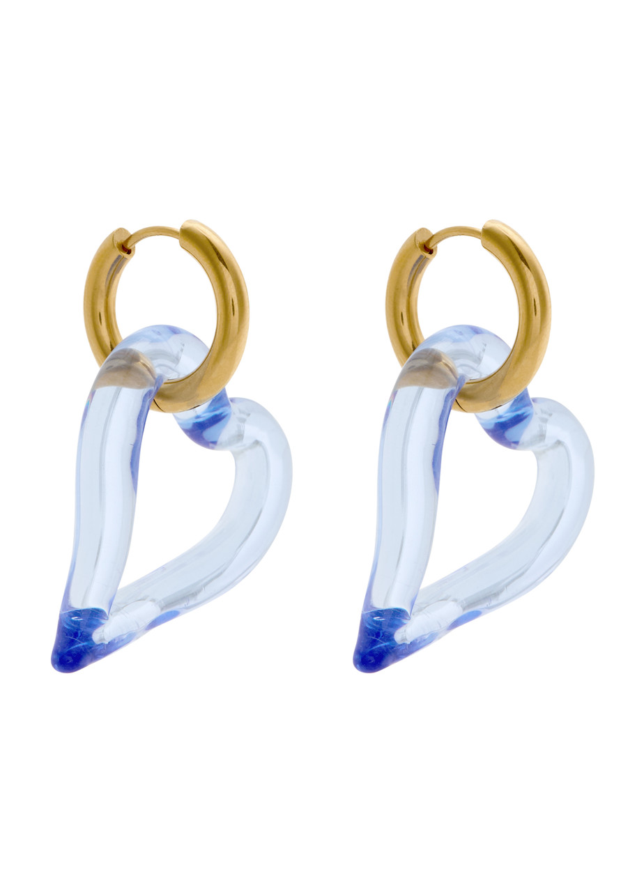 Sandralexandra Heart Of Glass 18kt Gold-plated Hoop Earrings In Blue