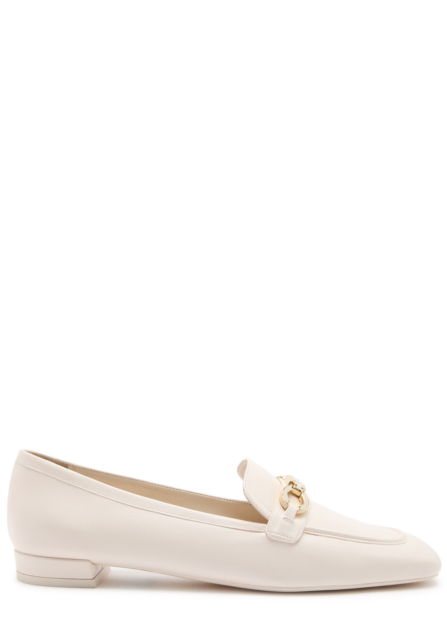 Stuart Weitzman Signature Leather Loafers In White