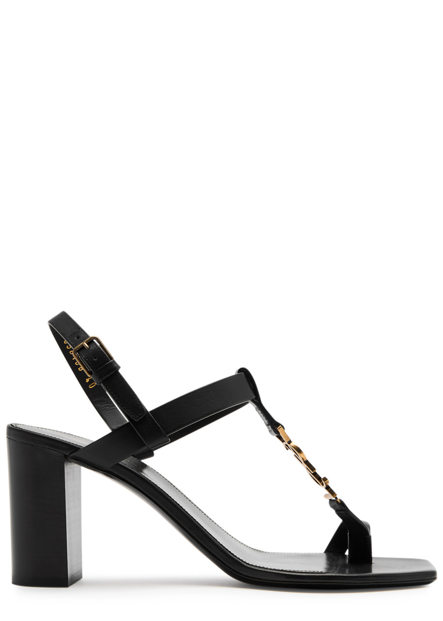 Saint Laurent 75mm Cassandra Leather Sandals In Black