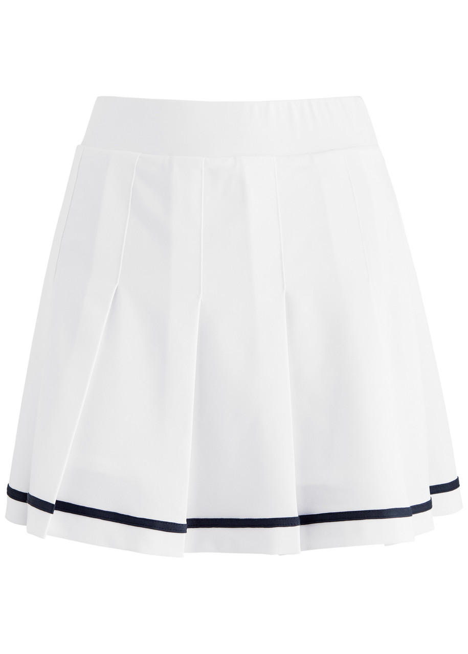 Varley Clarendon Striped Pleated Stretch-twill Mini Skirt In White