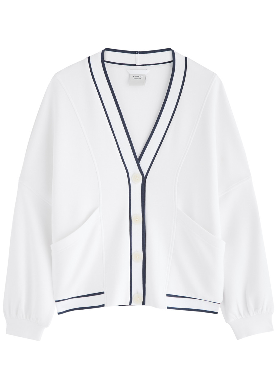 Shop Varley Decker Off Court Stretch-jersey Cardigan In White