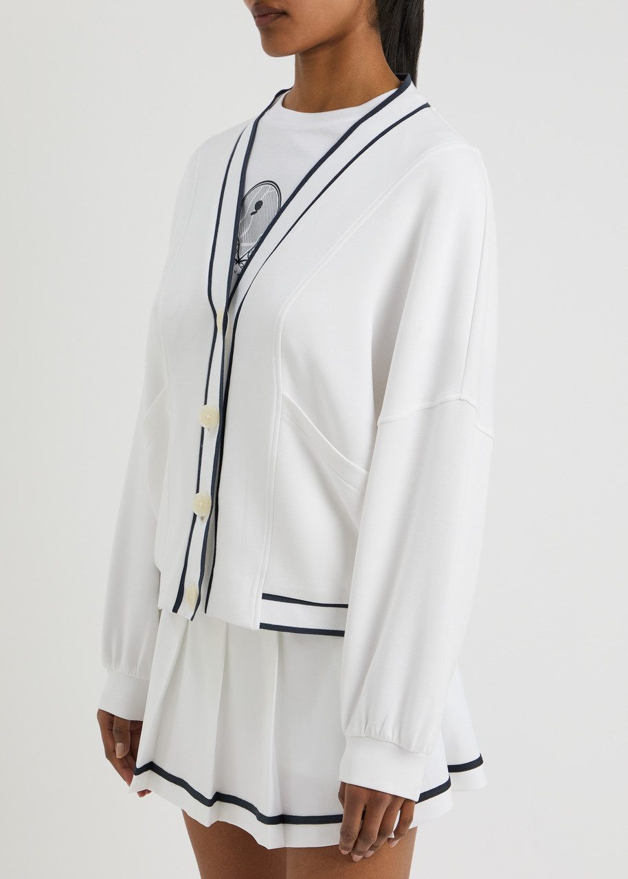 Shop Varley Decker Off Court Stretch-jersey Cardigan In White