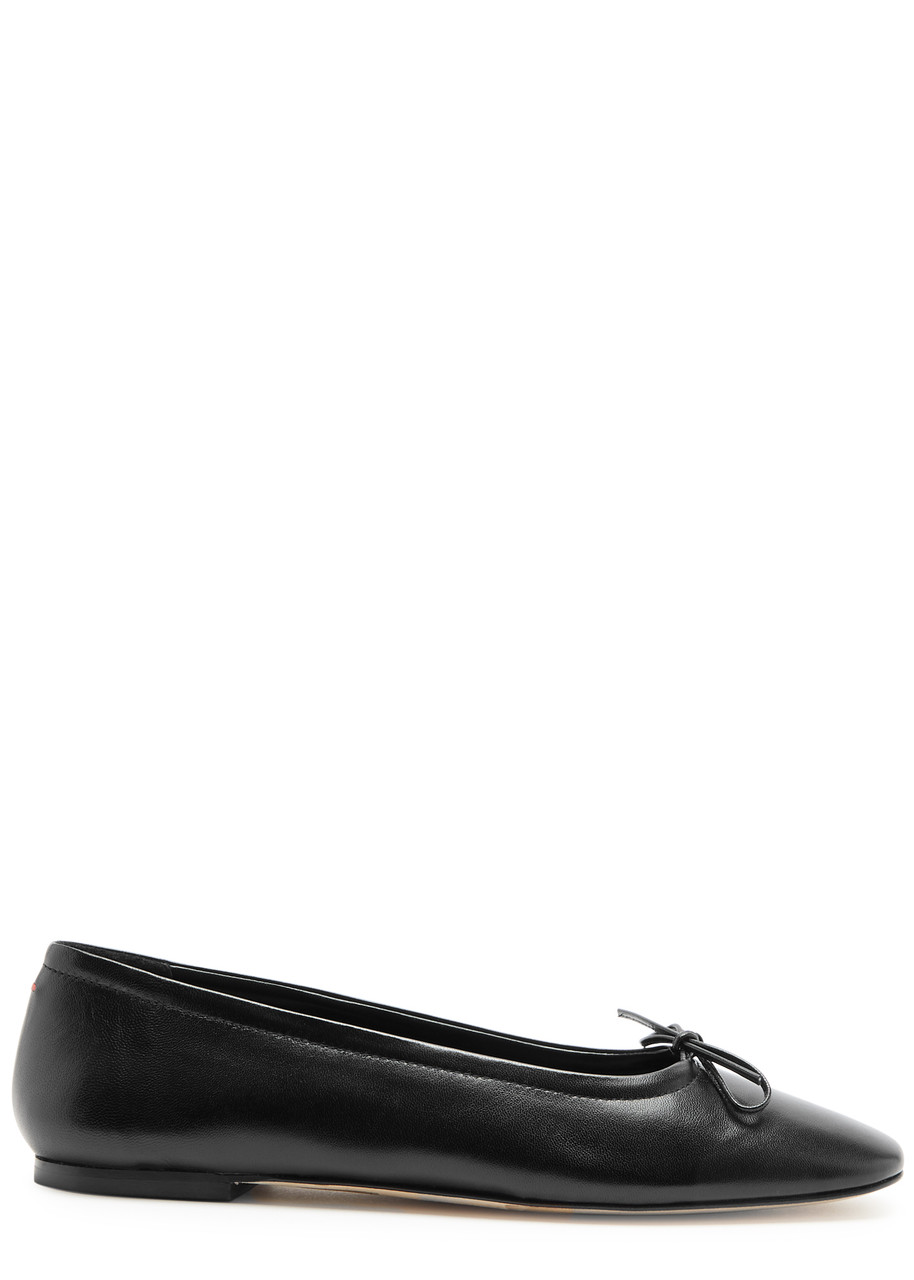 Shop Aeyde Delfina Leather Ballet Flats In Black