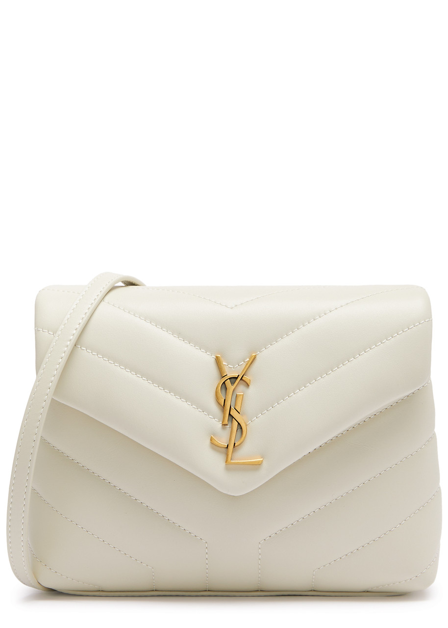 Saint Laurent Loulou Toy Quilted Leather Cross-body Bag In Neutral