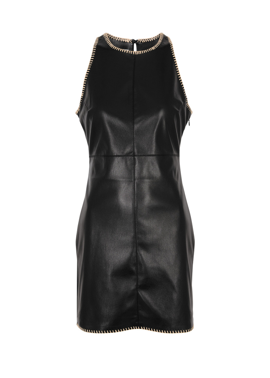 Nanushka Franca Faux Leather Mini Dress - Black - L (UK14 / L)