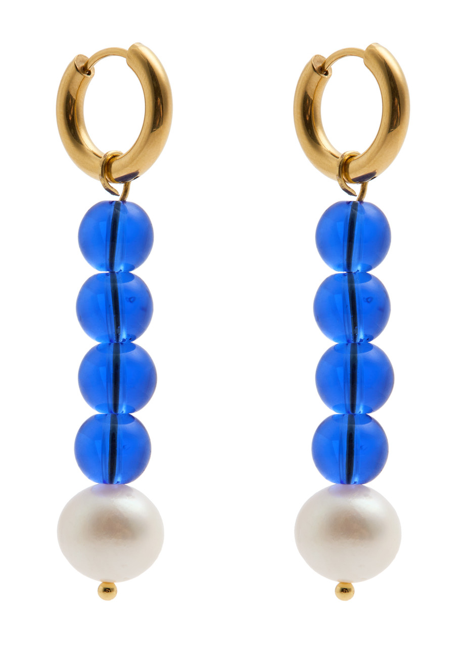 Sandralexandra Lazzo 18kt Gold-plated Hoop Earrings In Blue
