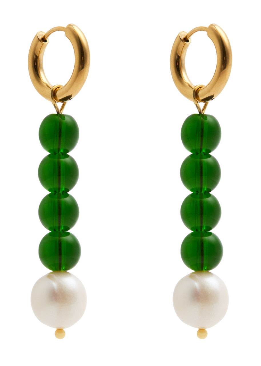 Sandralexandra Lazzo 18kt Gold-plated Hoop Earrings In Green