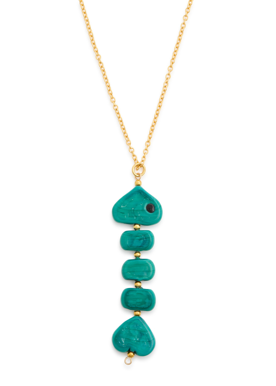 Sandralexandra Carpa Fish 18kt Gold-plated Necklace In Turquoise