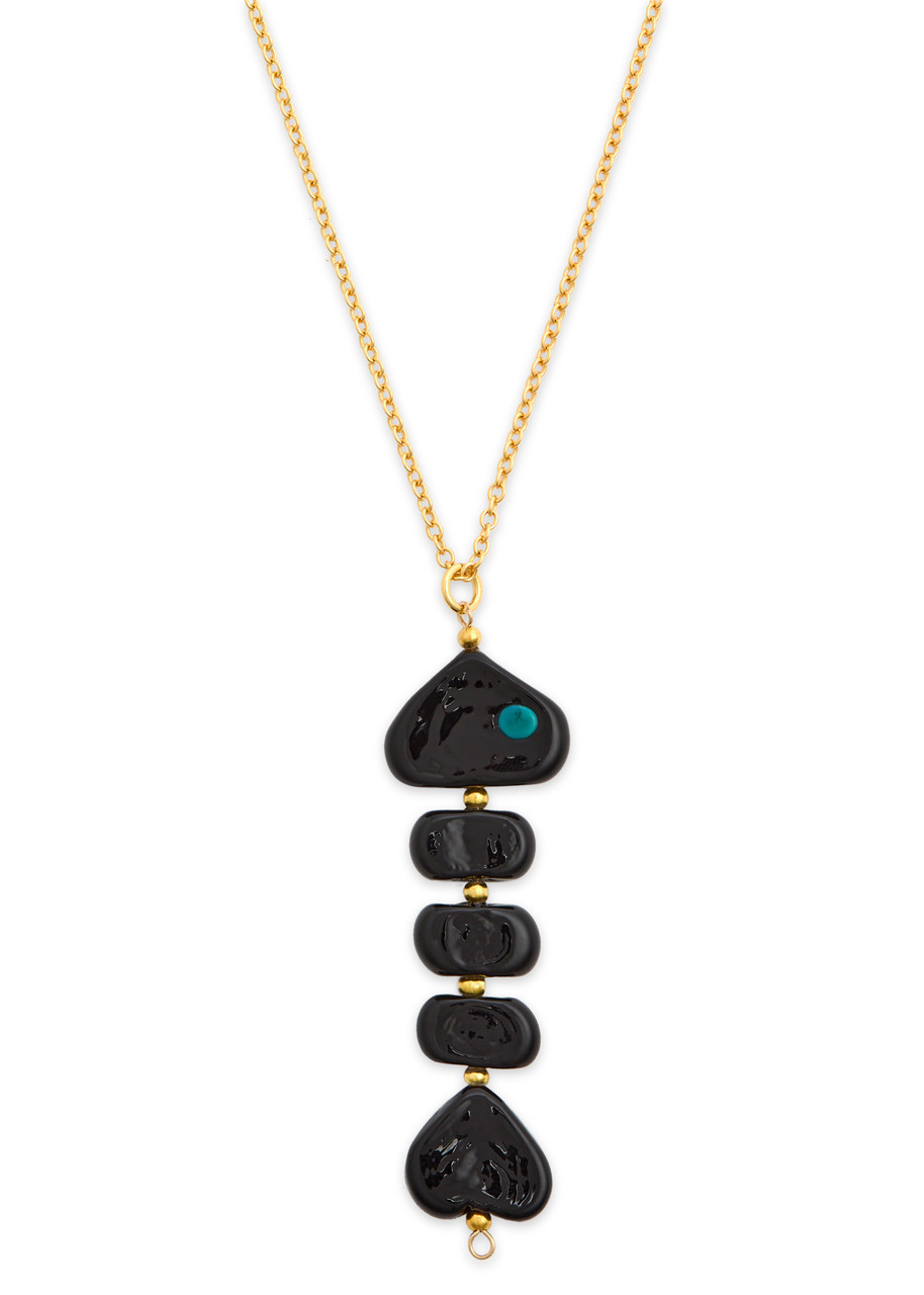 Sandralexandra Carpa Fish 18kt Gold-plated Necklace In Black