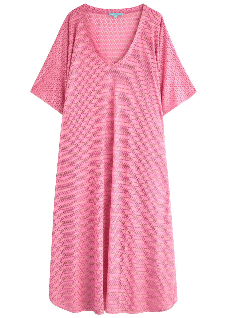 Melissa Odabash June Metallic Crochet Kaftan - Pink