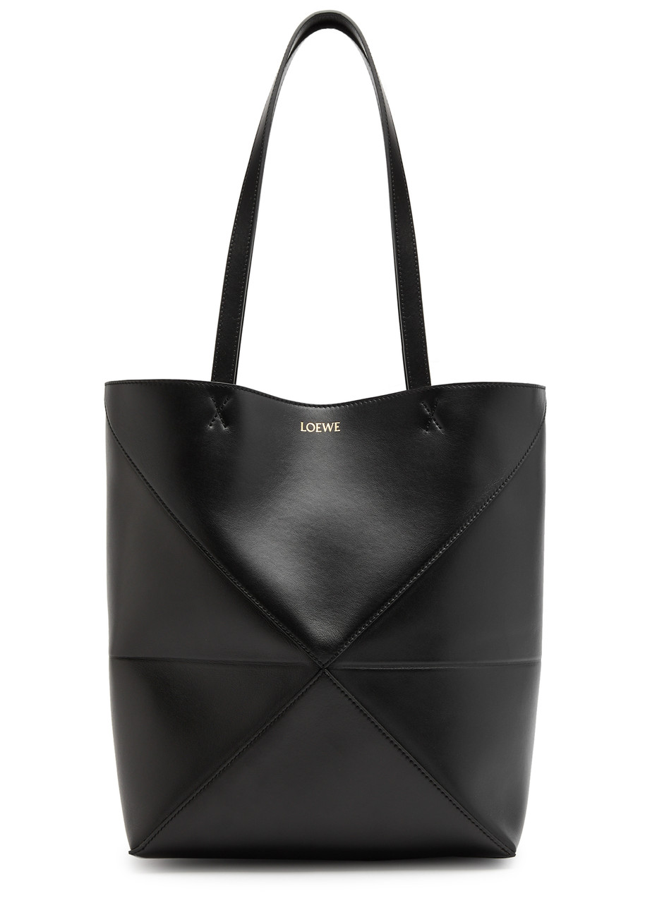 Loewe Puzzle Medium Leather Tote - Black - One Size