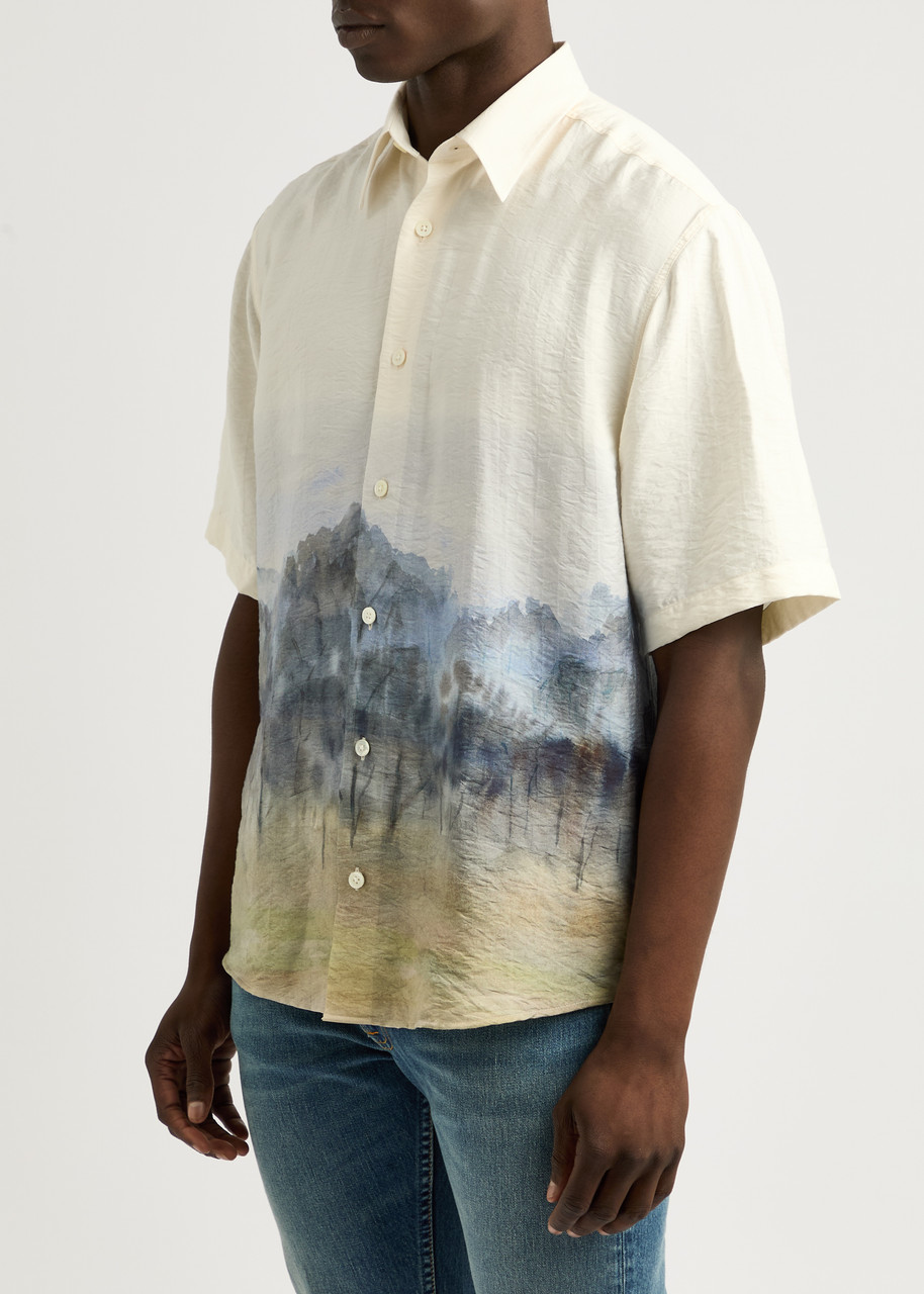 Shop Nn07 Quinsy Printed Modal-blend Shirt In White