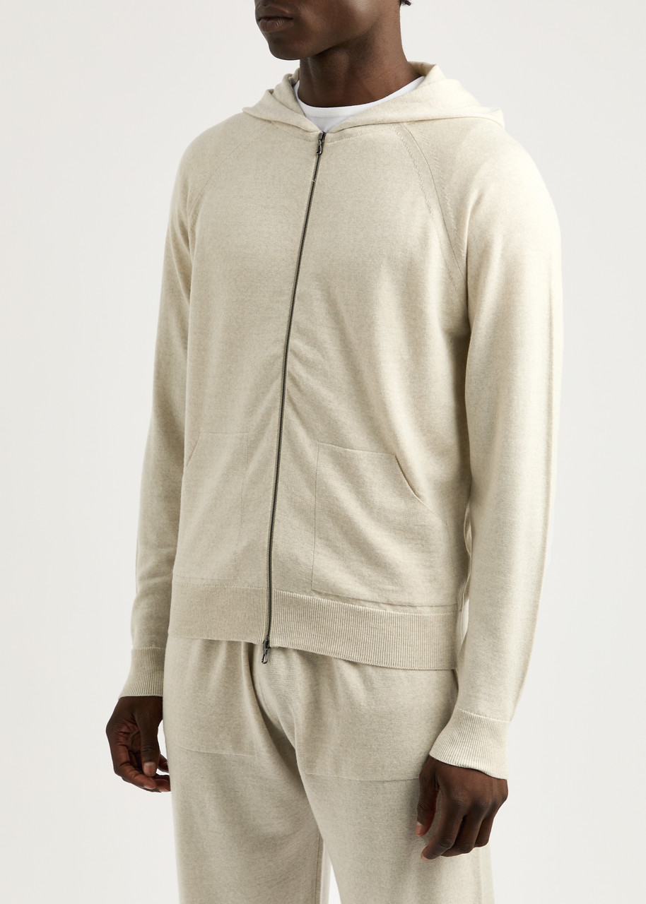 John Smedley Carty Hooded Wool Sweatshirt In Beige