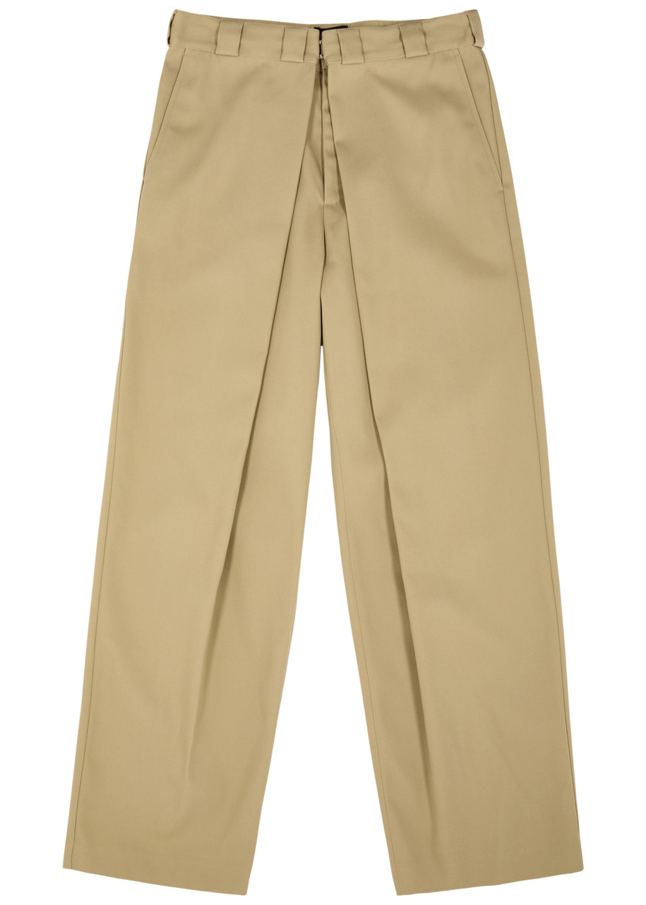 Givenchy Pleated Wide-leg Twill Chinos In Beige