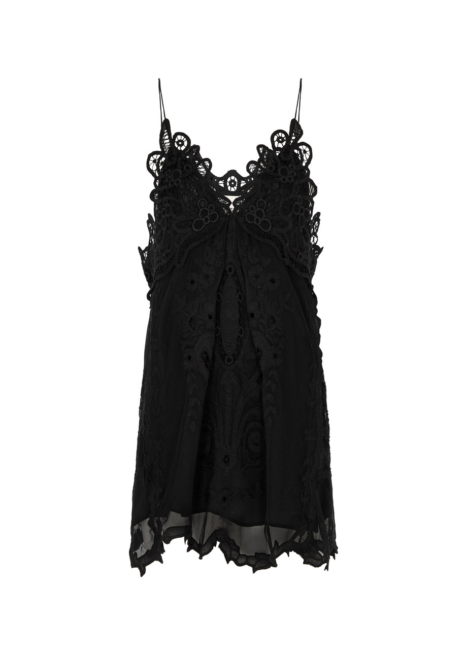 Shop Isabel Marant Virginia Lace Mini Dress In Black