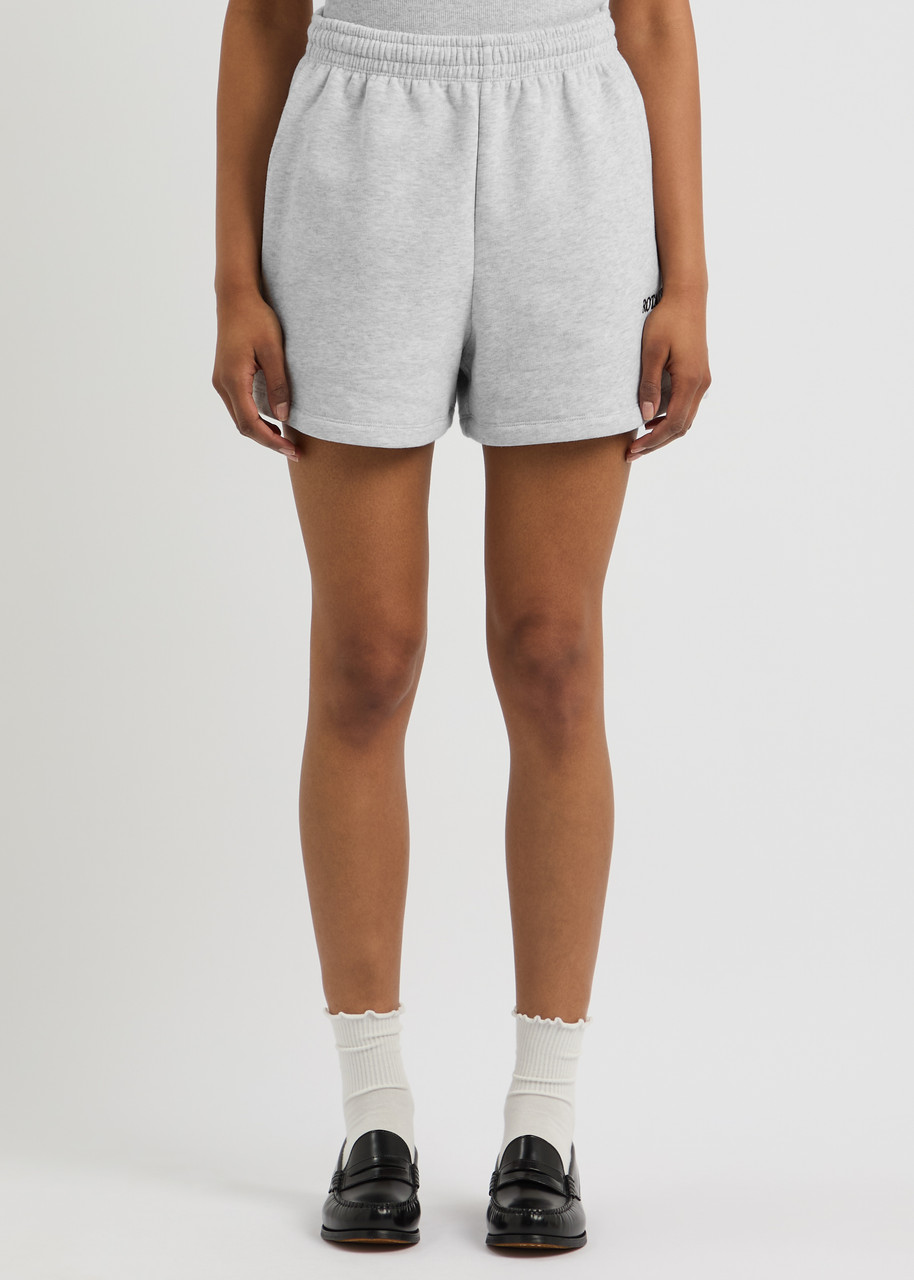 Rotate Birger Christensen Rotate Sunday Logo-embroidered Cotton Shorts In Light Grey