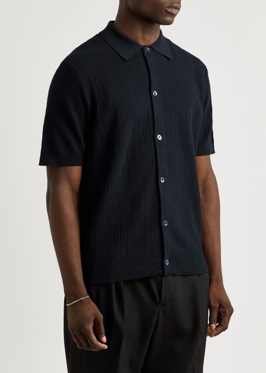 Shop Nn07 Nolan Knitted Shirt In Navy