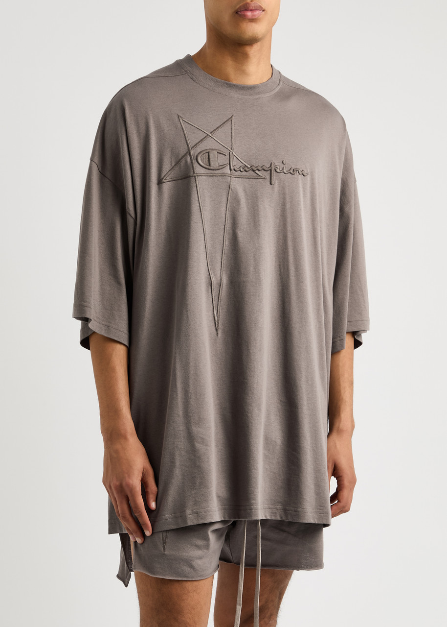 Shop Rick Owens X Champion Tommy Oversized Cotton T-shirt In Grey