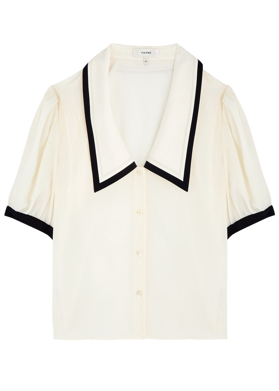 Frame Silk Blouse - Cream - M (UK12 / M)