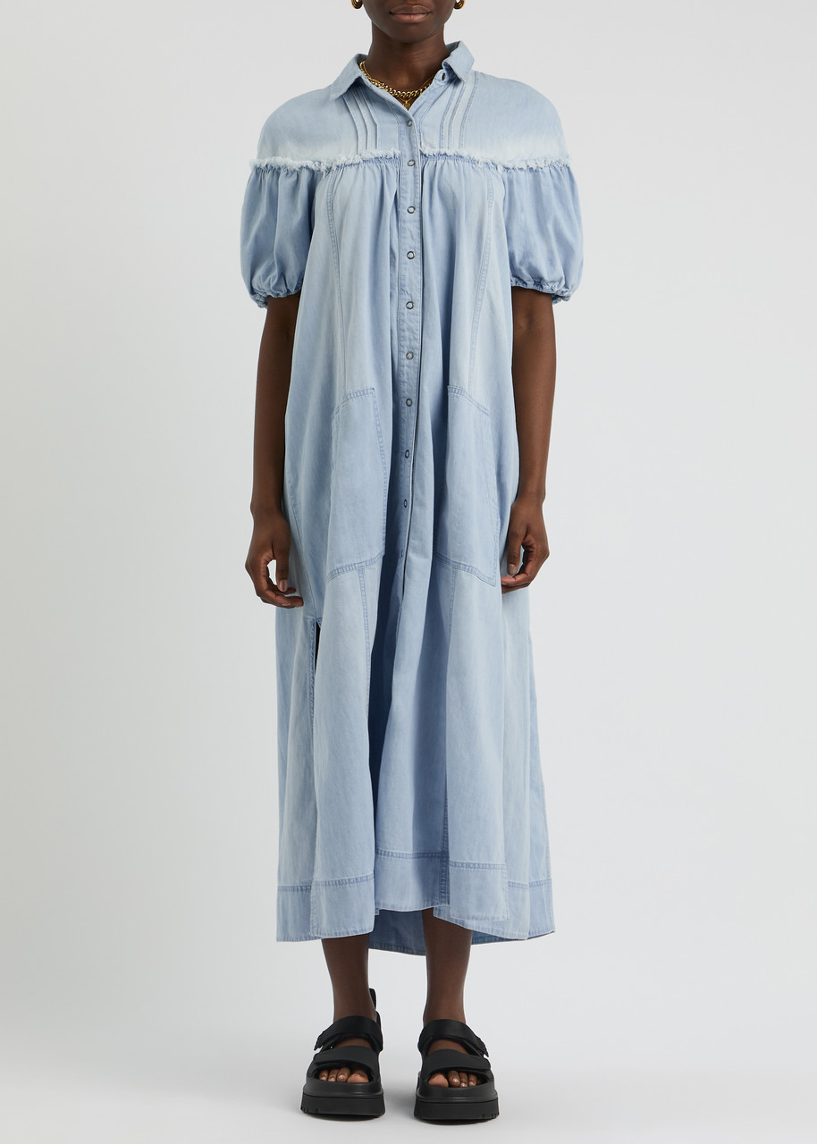 free people denim maxi dress Picture Perfect Midi