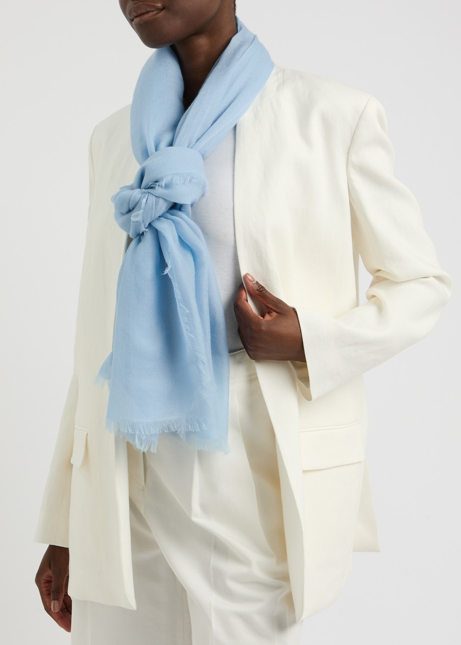  Ama Pure Cashmere Scarf - Blue - One Size 