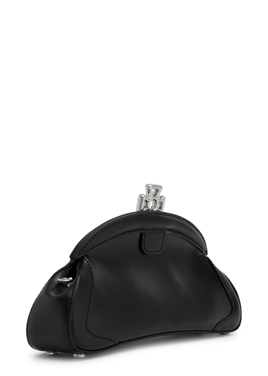 Shop Vivienne Westwood Amber Logo Leather Clutch In Black
