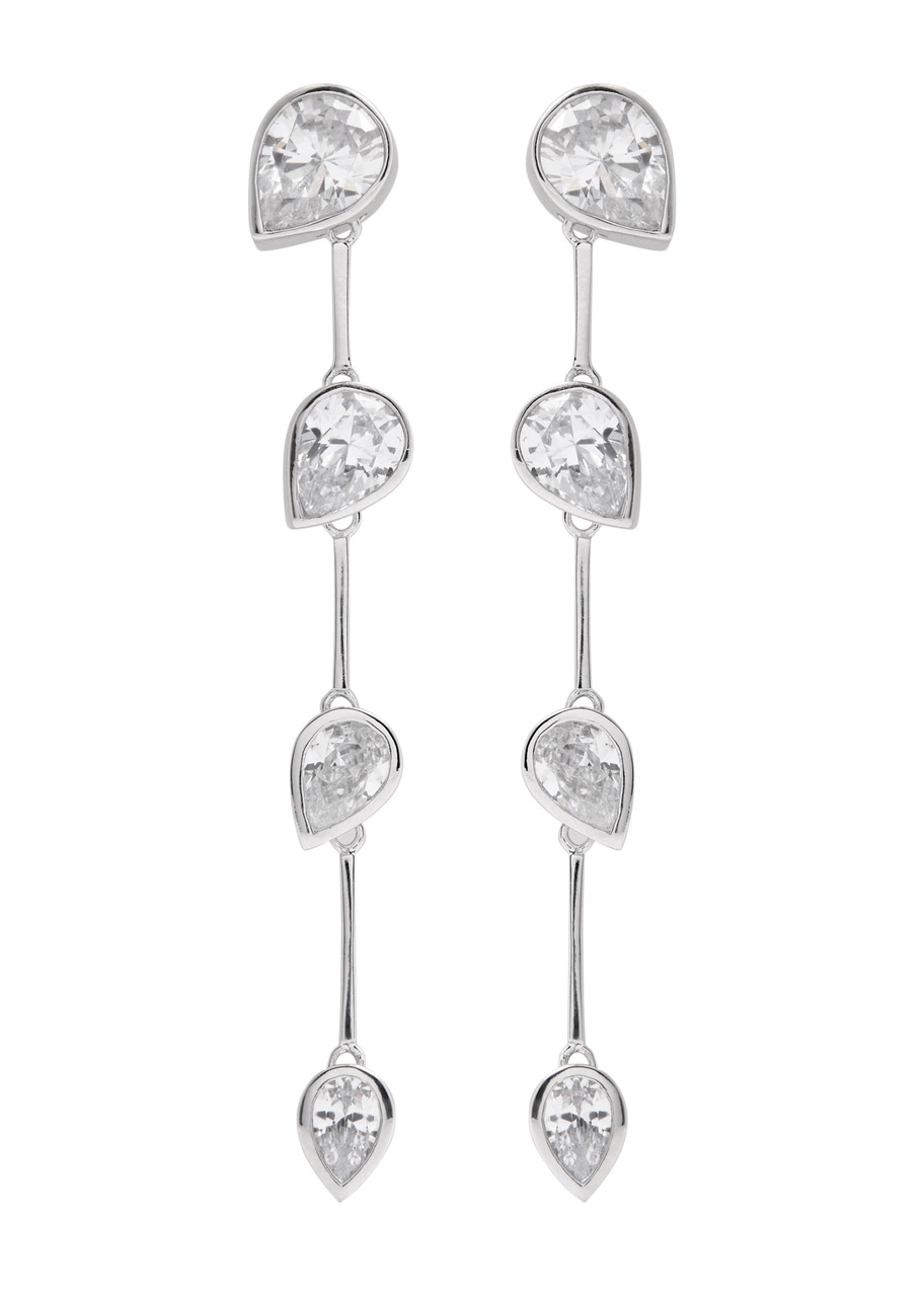 Completedworks Crystal-embellished Rhodium-plated Drop Earrings In Silver