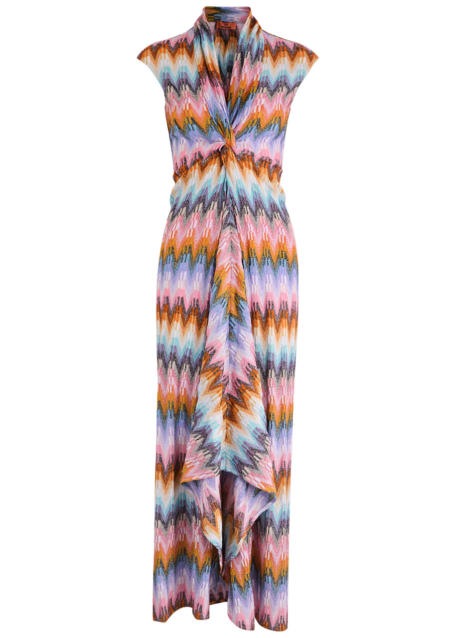 Missoni Zigzag Metallic Fine-knit Maxi Dress In Multicoloured