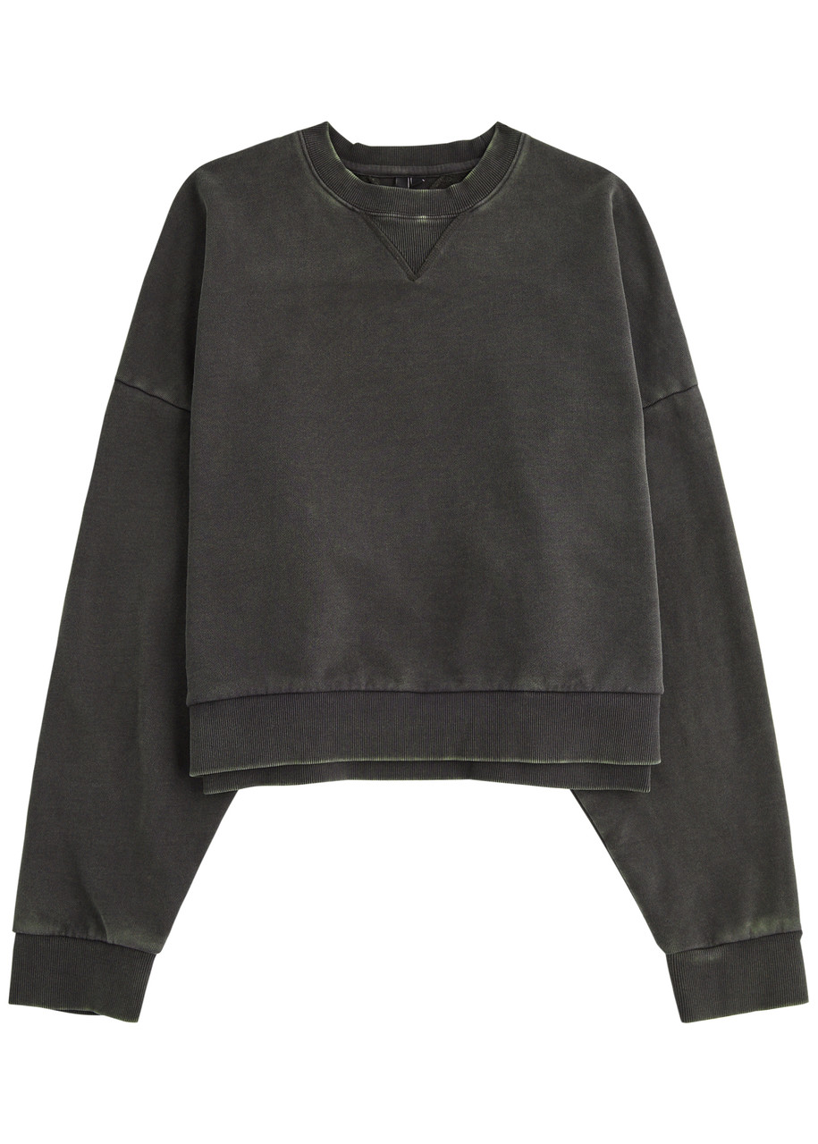 Shop Entire Studios Faded Cotton Sweatshirt In Black