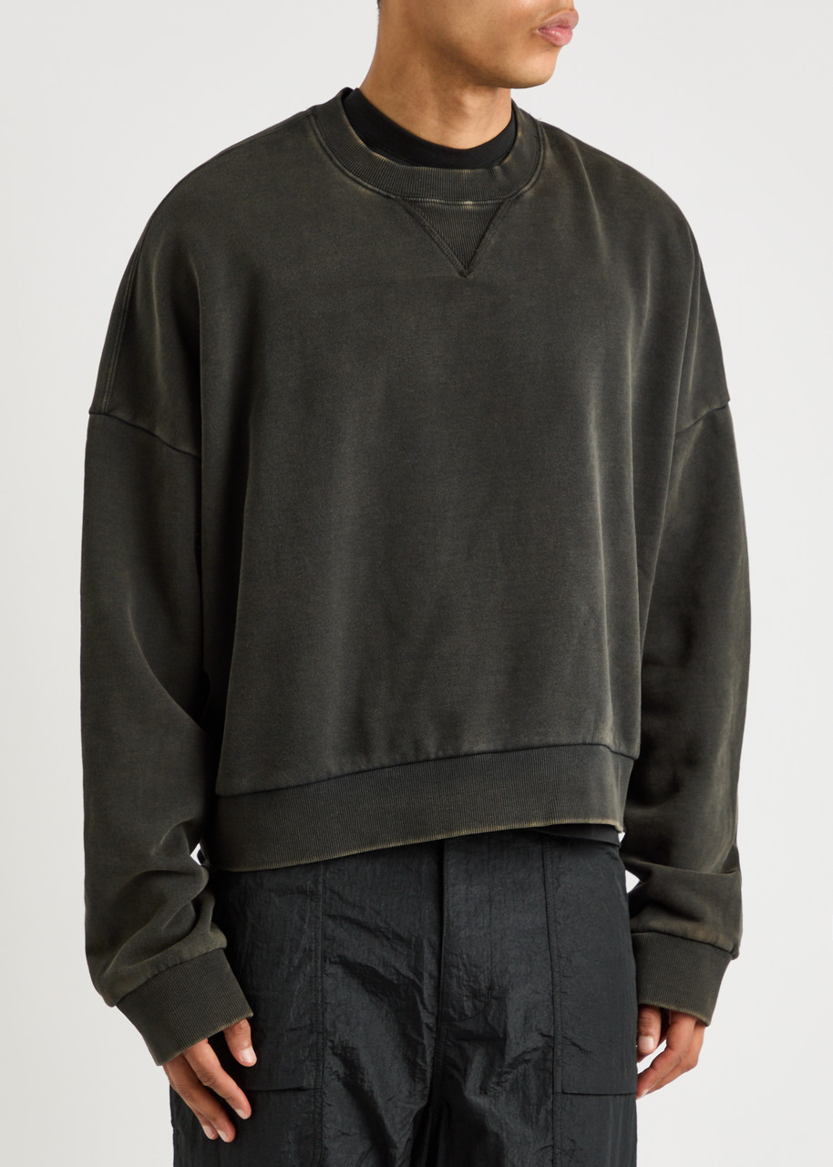 Shop Entire Studios Faded Cotton Sweatshirt In Black