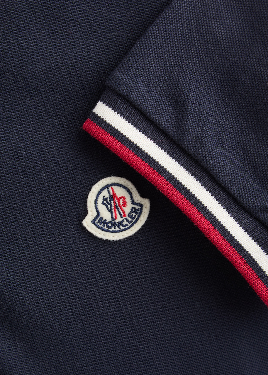 Moncler Navy Cotton Polo Shirt In Navy