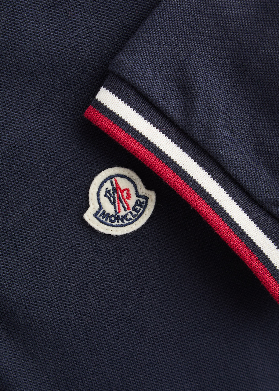 Moncler Navy Cotton Polo Shirt In Navy