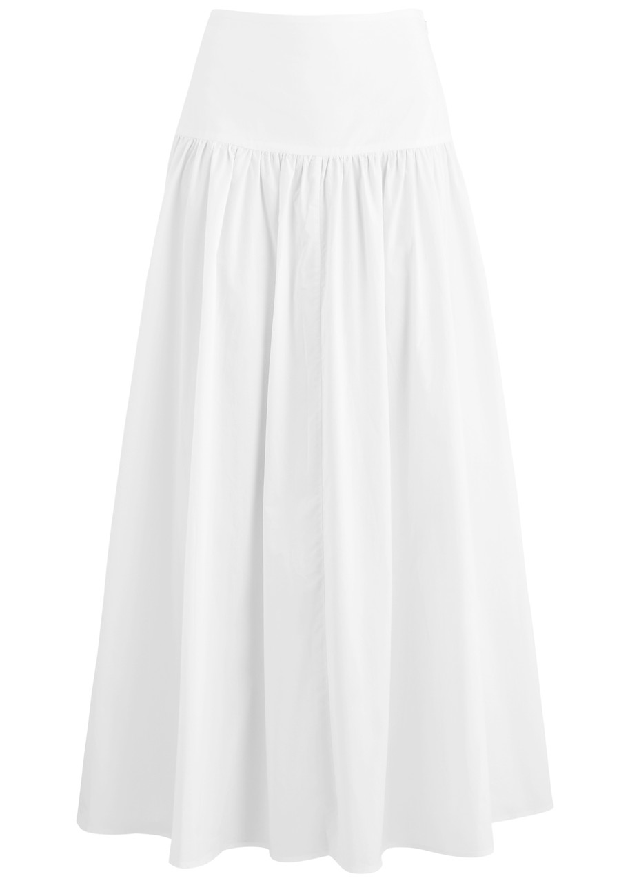 Bird & Knoll Solana Cotton Maxi Skirt In White