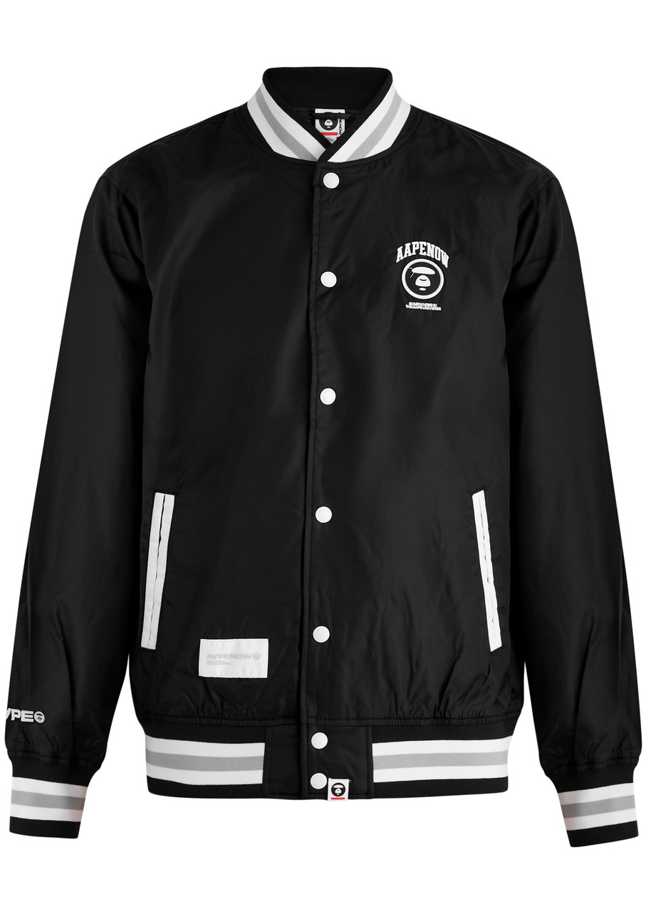 Aape Logo Nylon Bomber Jacket In Black