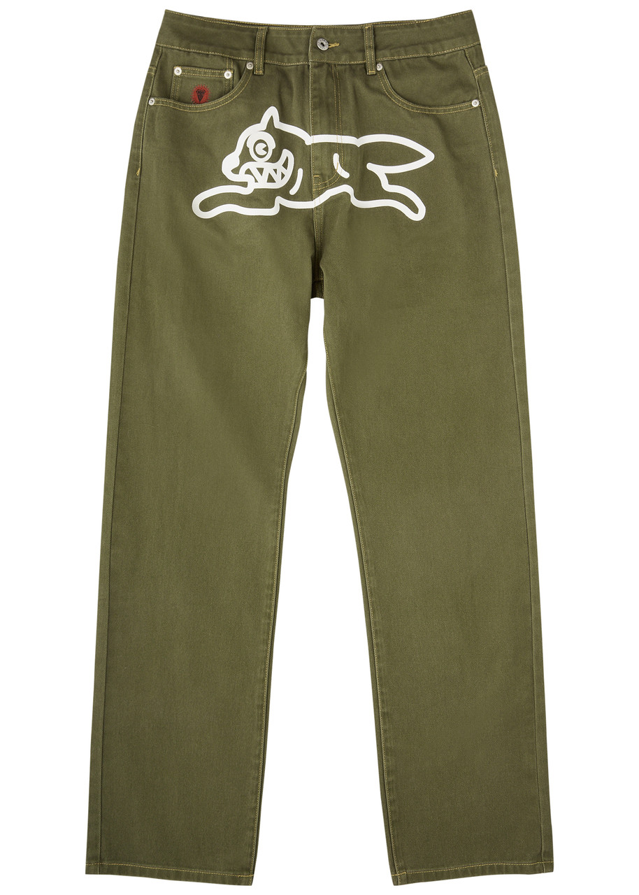 Ice Cream Running Dog Straight-leg Jeans In Green