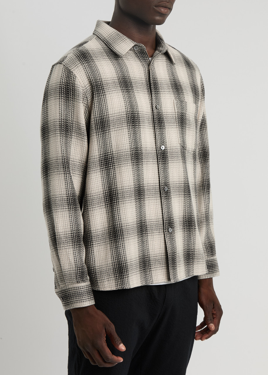 Shop Frame Checked Cotton Shirt In Navy