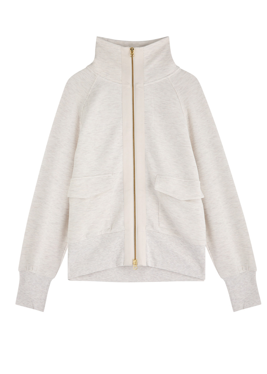 Varley Womens Garcia Zip-through Stretch-jersey Sweatshirt Ivory Marl In Ivory