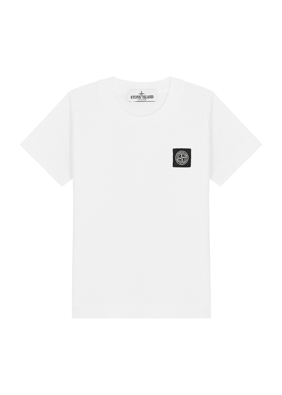 Shop Stone Island Kids Logo Cotton T-shirt (2-4 Years) In White
