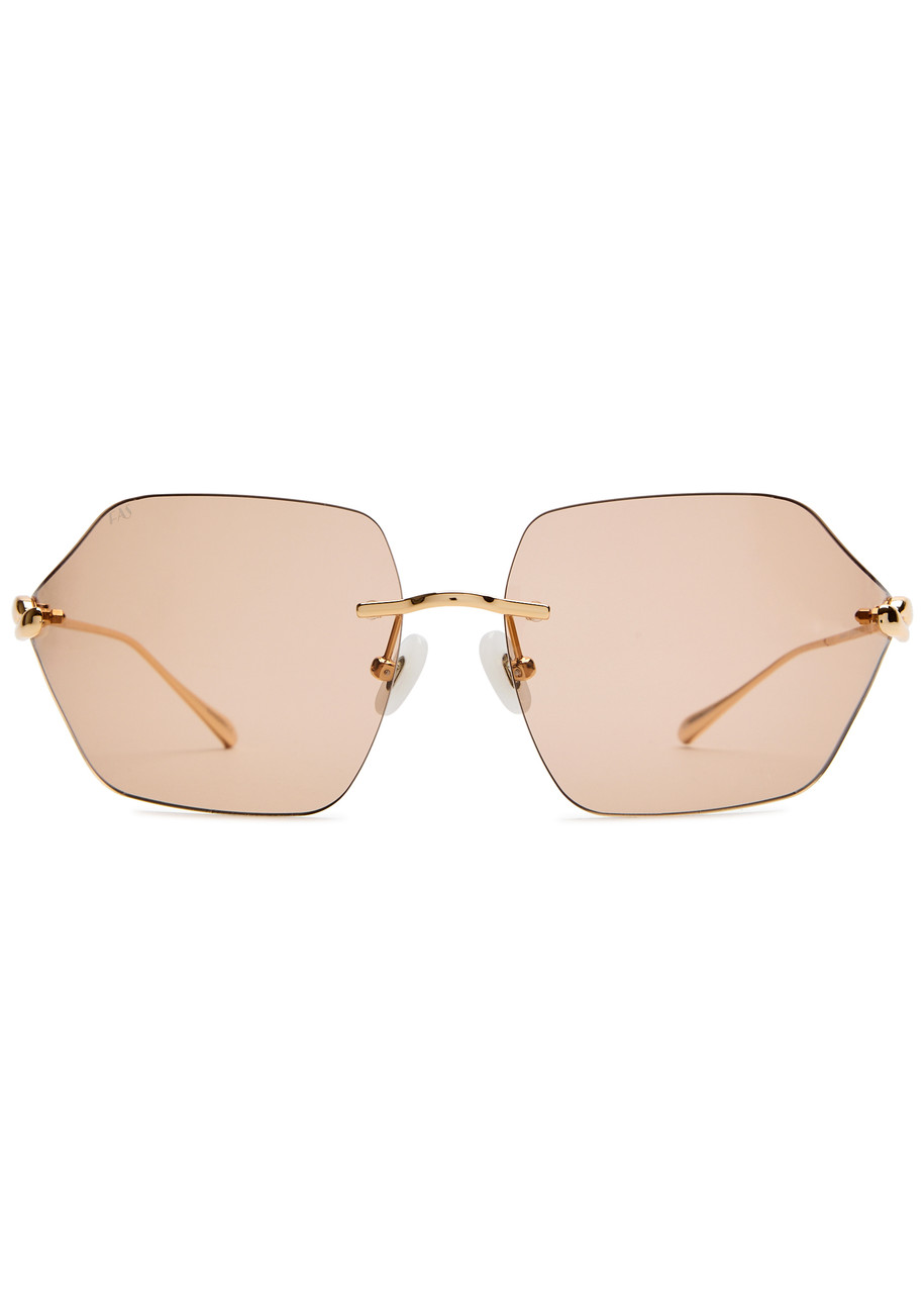 FOR ART'S SAKE FOR ART'S SAKE SERPENT II 18KT GOLD-PLATED WRAP-AROUND SUNGLASSES