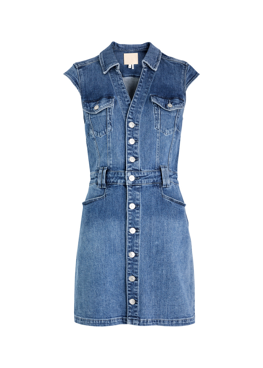 Shop Paige Jaxsyn Stretch-denim Mini Dress In Blue
