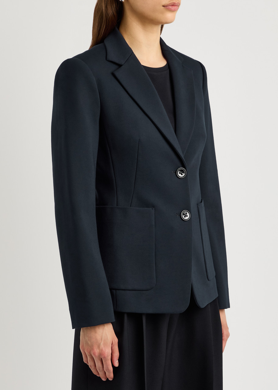 Dorothee Schumacher Emotional Essence Single-breasted Jersey Jacket In Navy