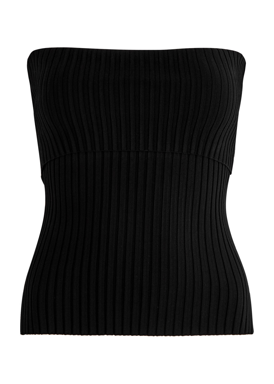 Shop Rag & Bone Kaela Strapless Ribbed-knit Top In Black