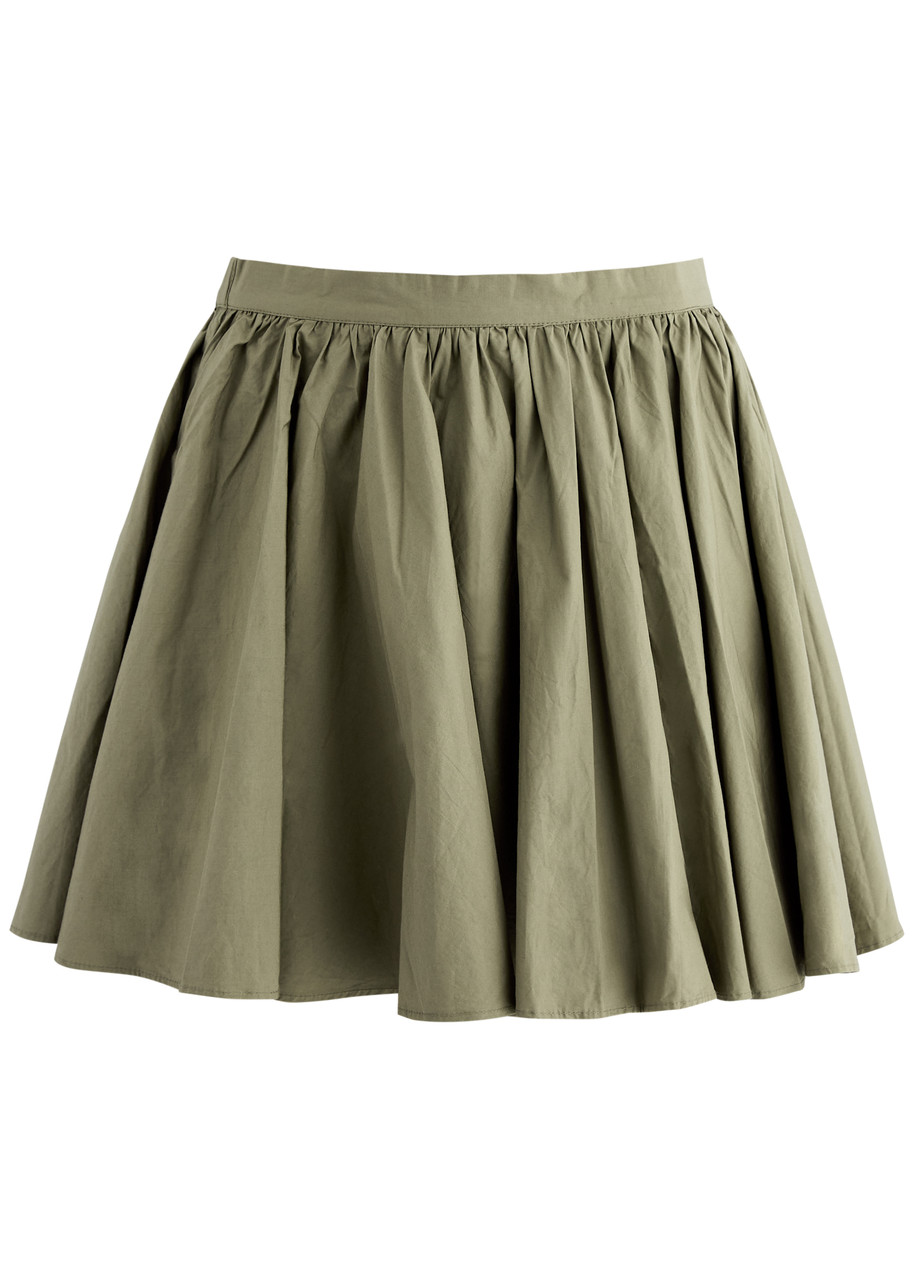 Free People Gaia Pleated Cotton Mini Skirt In Khaki