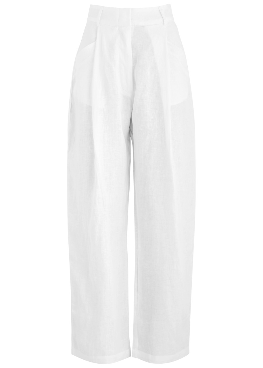 Aexae Wide-leg Linen Trousers - White - XS (UK6 /xs)
